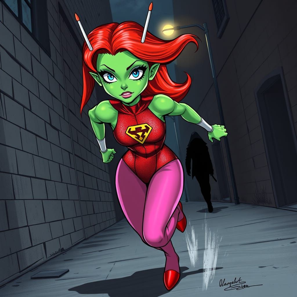 Cyberpunk Superheroine in Pursuit