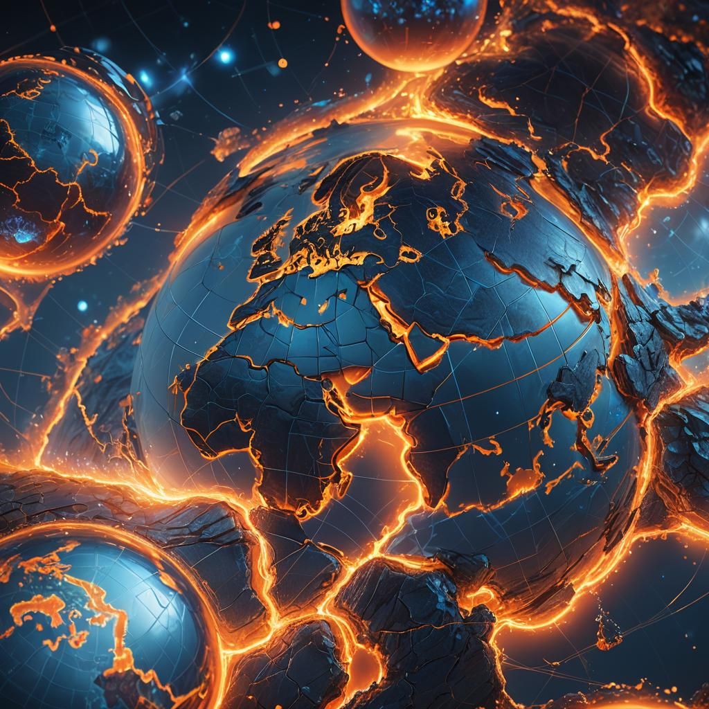 Glassmouth Globe World Map in Sci-Fi Style