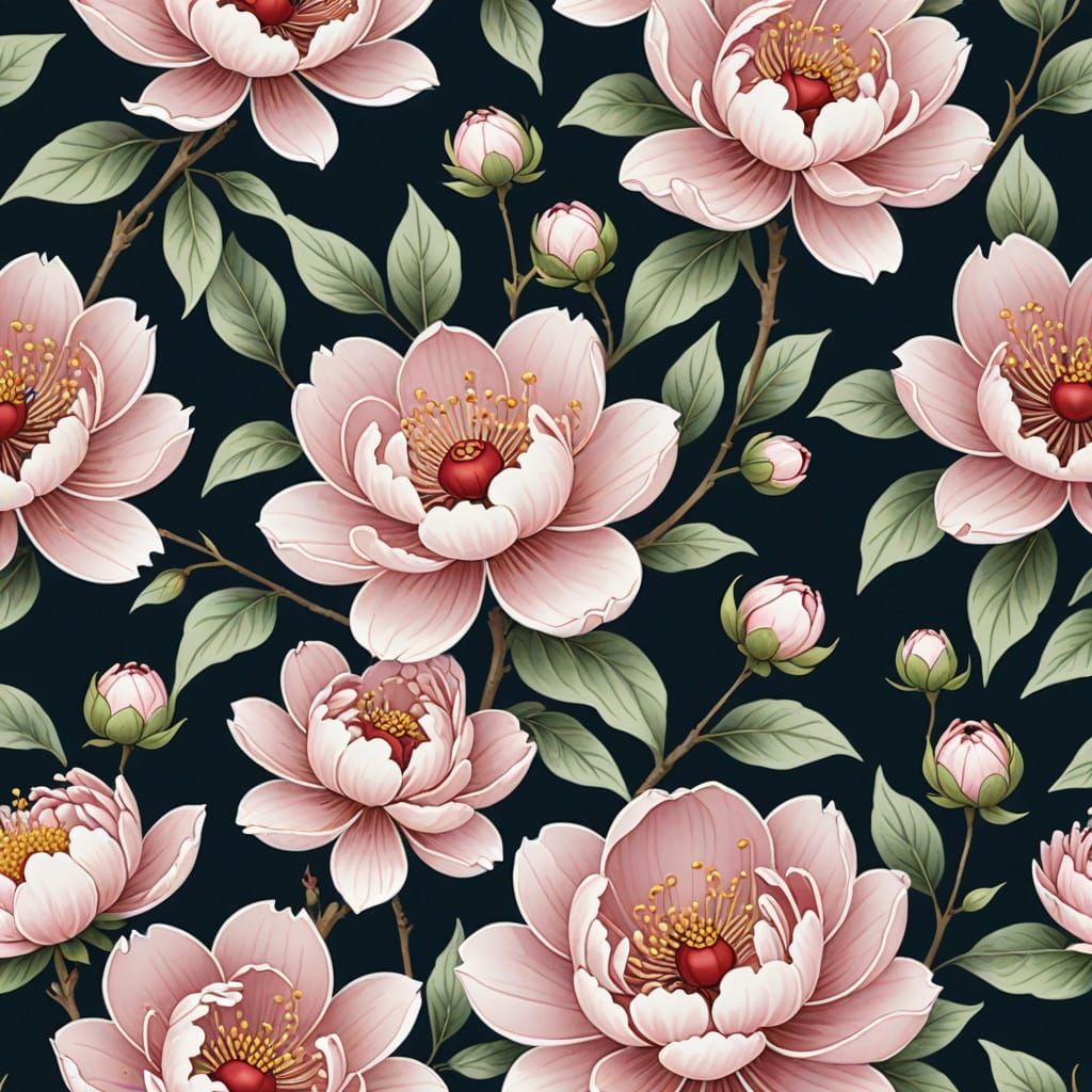 Surreal Cherry Blossom in Watercolor Style