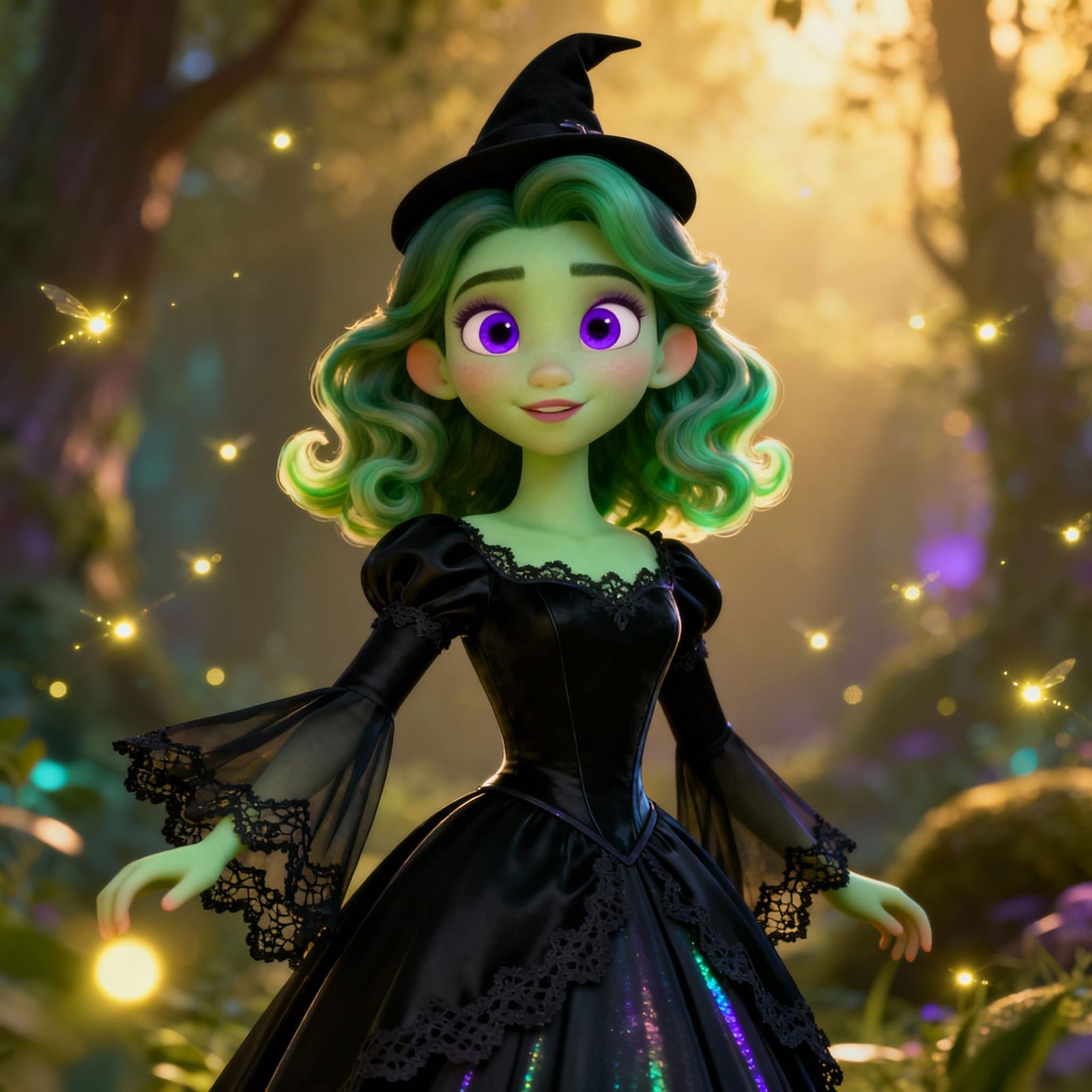 Young Witch Character Design in Classic Disney Style