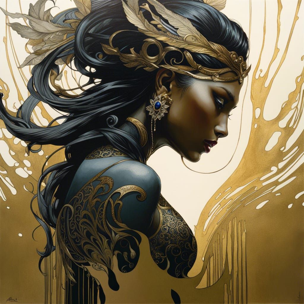 Elegant Elf Princess in Detailed Gouache Painting