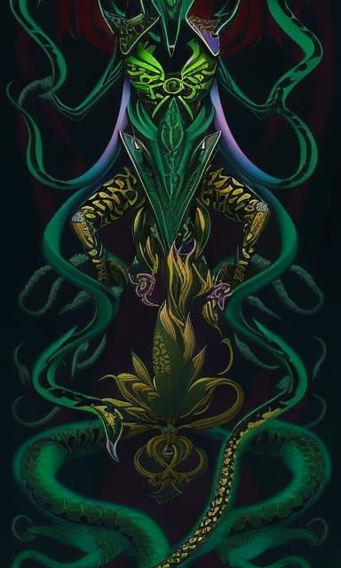 Bioluminescent Cobra Monster Girl Superheroine