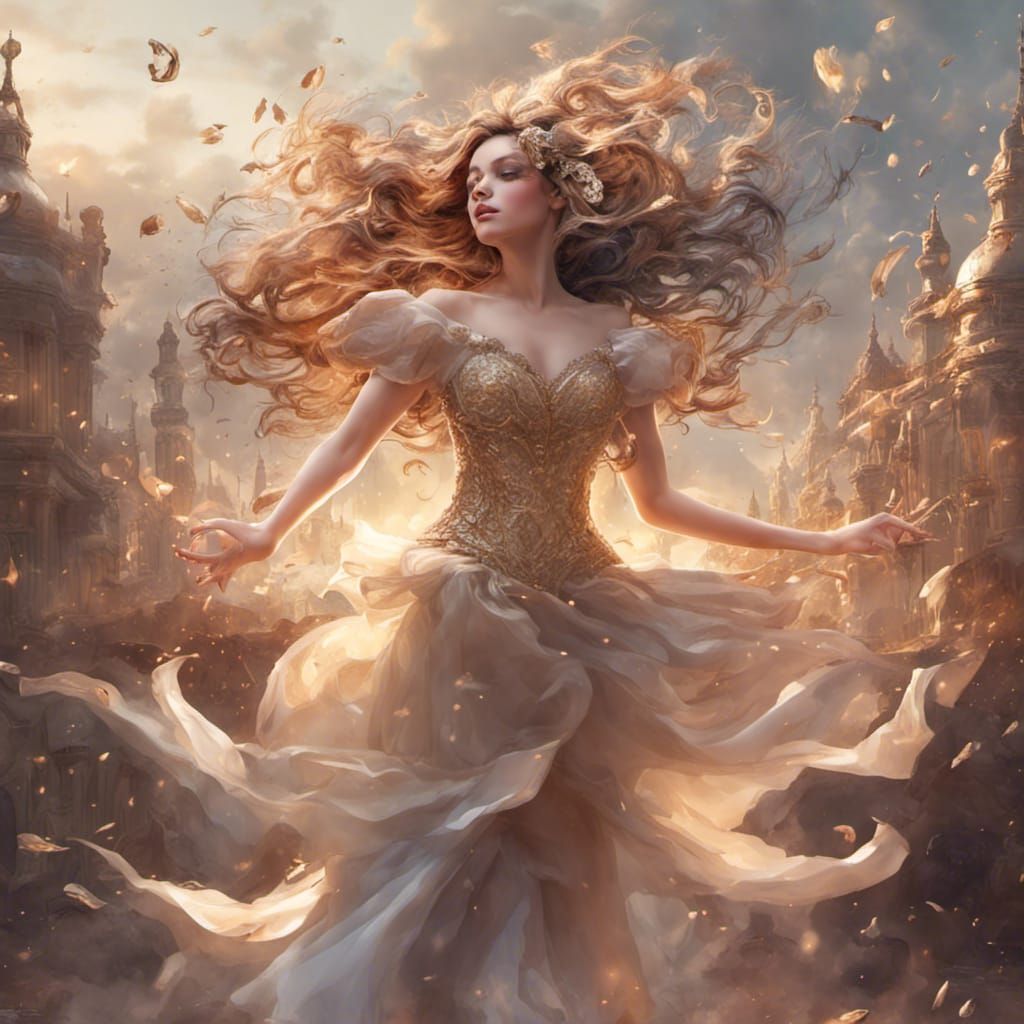 Woman Dancing Wiener Walzer with Sparkling Dress