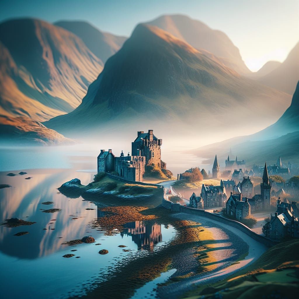 Fantastical Medieval Scottish Coastline in Springtime