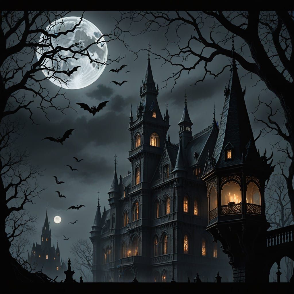 Gothic Victorian Sign with Haunting Candlelight