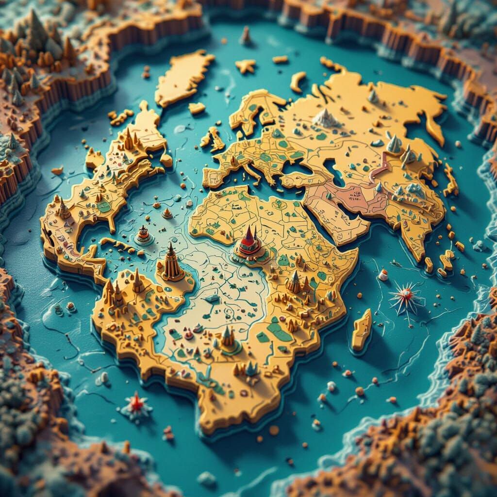 Fantastical 3D Hologram Map as Matte Painting