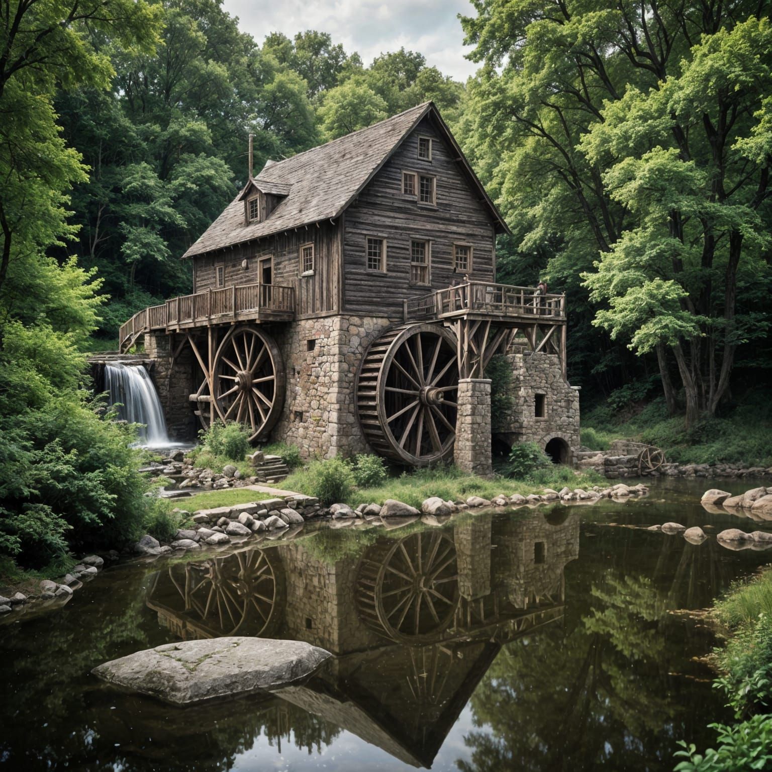 Mysterious Waterwheel in a Gristmill Setting