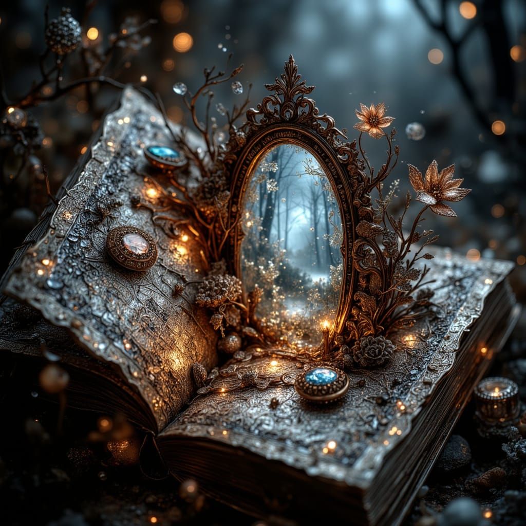 Fairytale Book Portal with Autumn Forest Scene