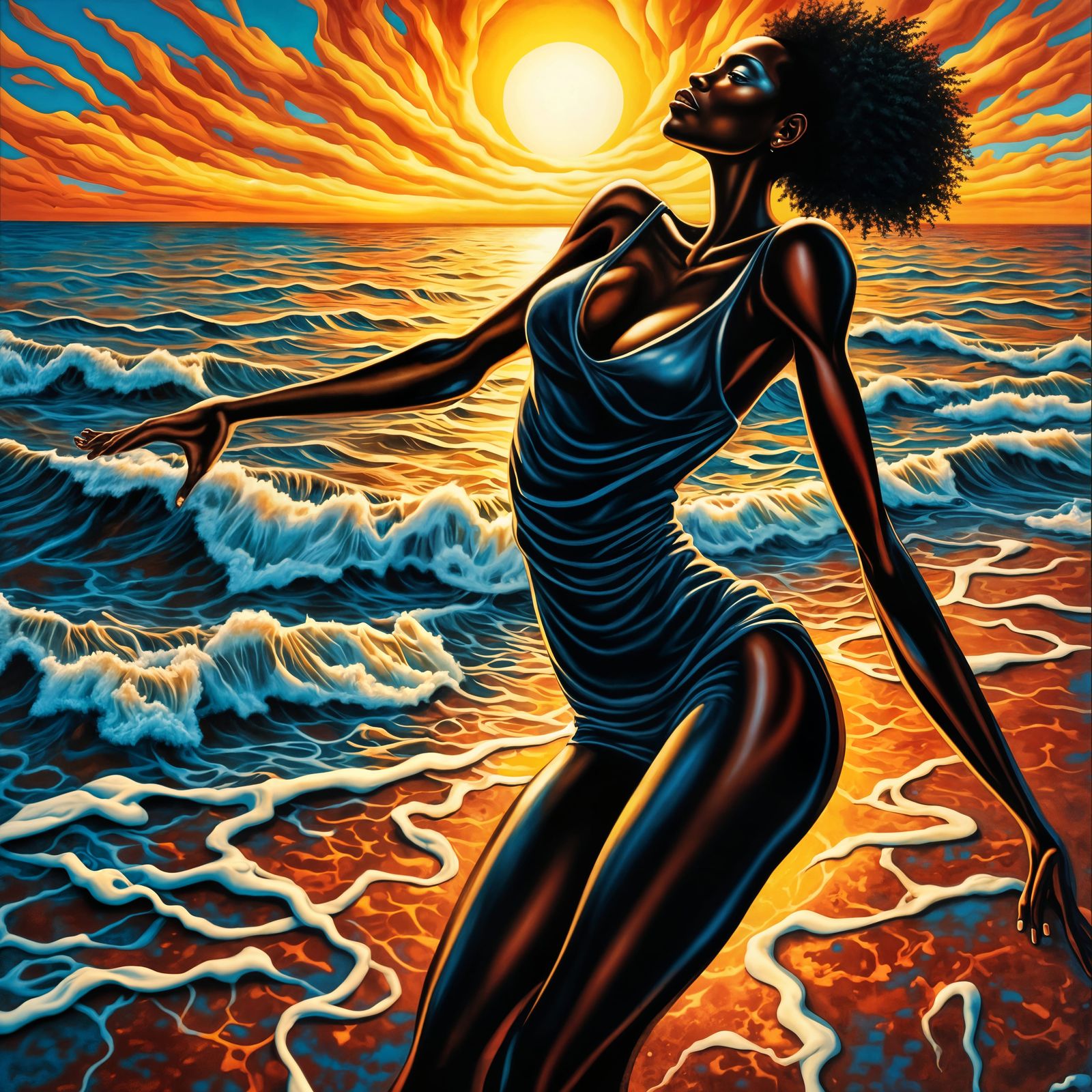 Abstract Portrait of a Woman with Geometric Patterns