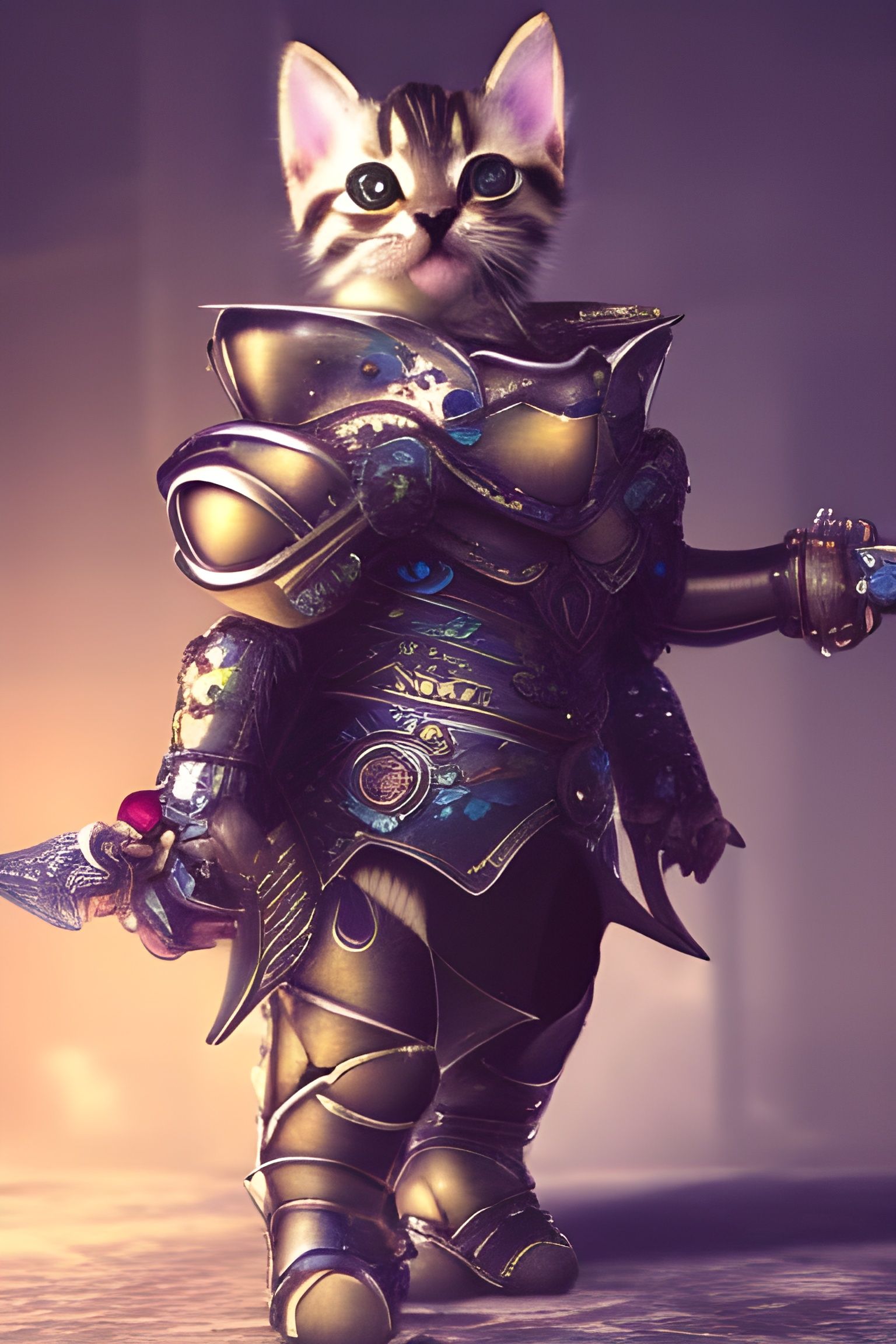 Armored Kitten Digital Matte Painting