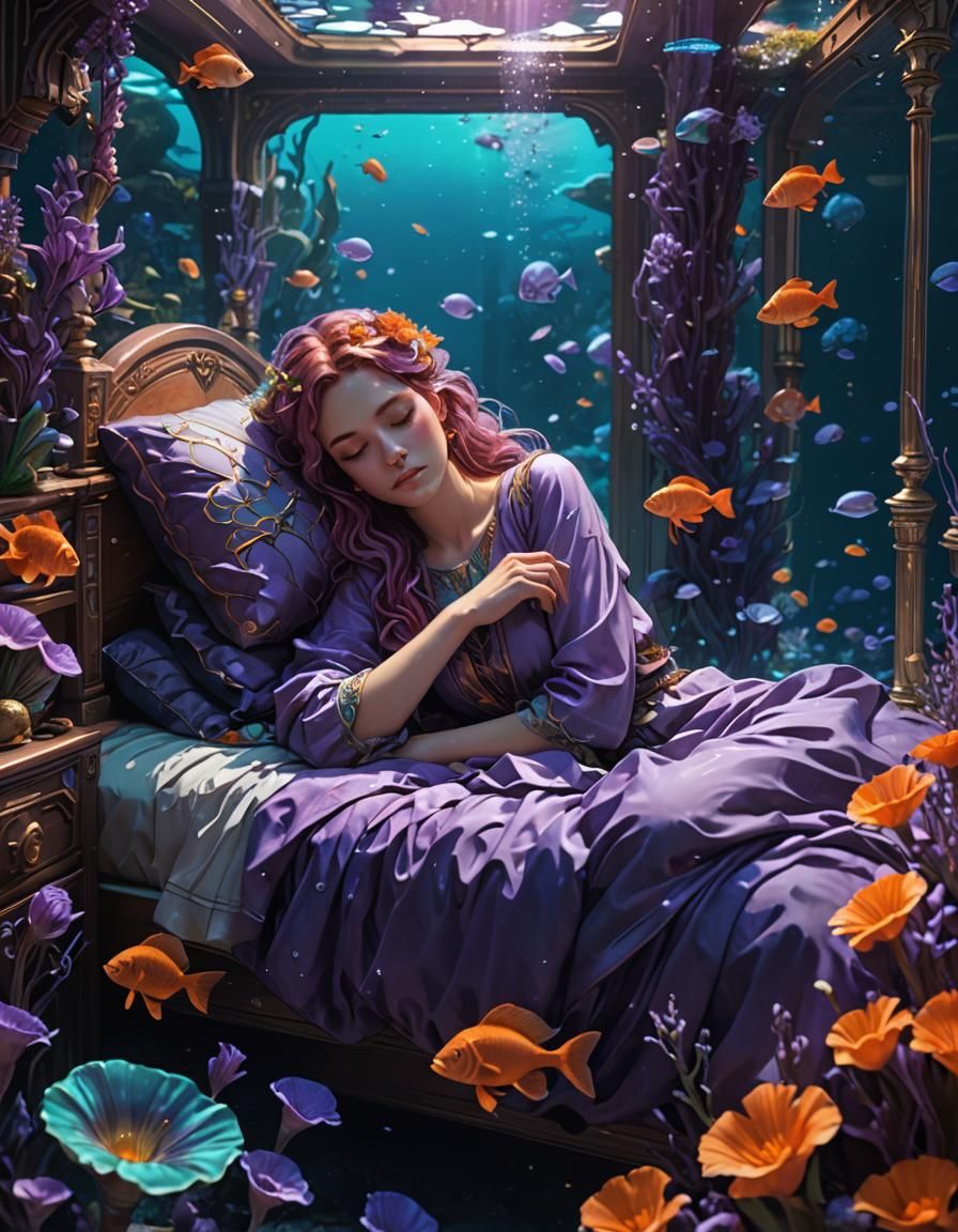 Underwater Dream: Hyperdetailed Art Nouveau Scene