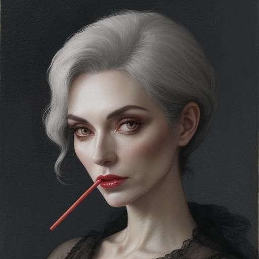 Gloomy Woman with Lollipop: A Study in Contrast