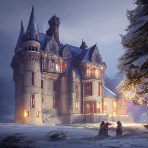 Scottish Castle at Christmas: Hyperdetailed Concept Art