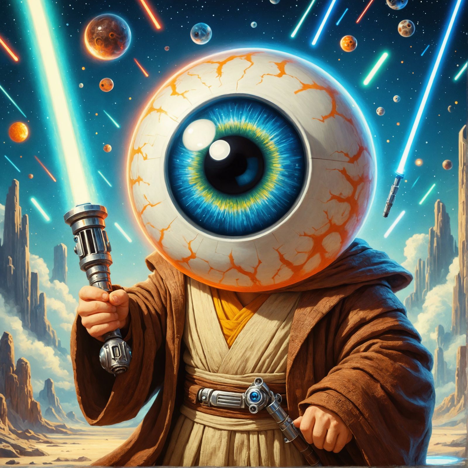 Mystical Eyeball Space-Knight in a Sci-Fi World