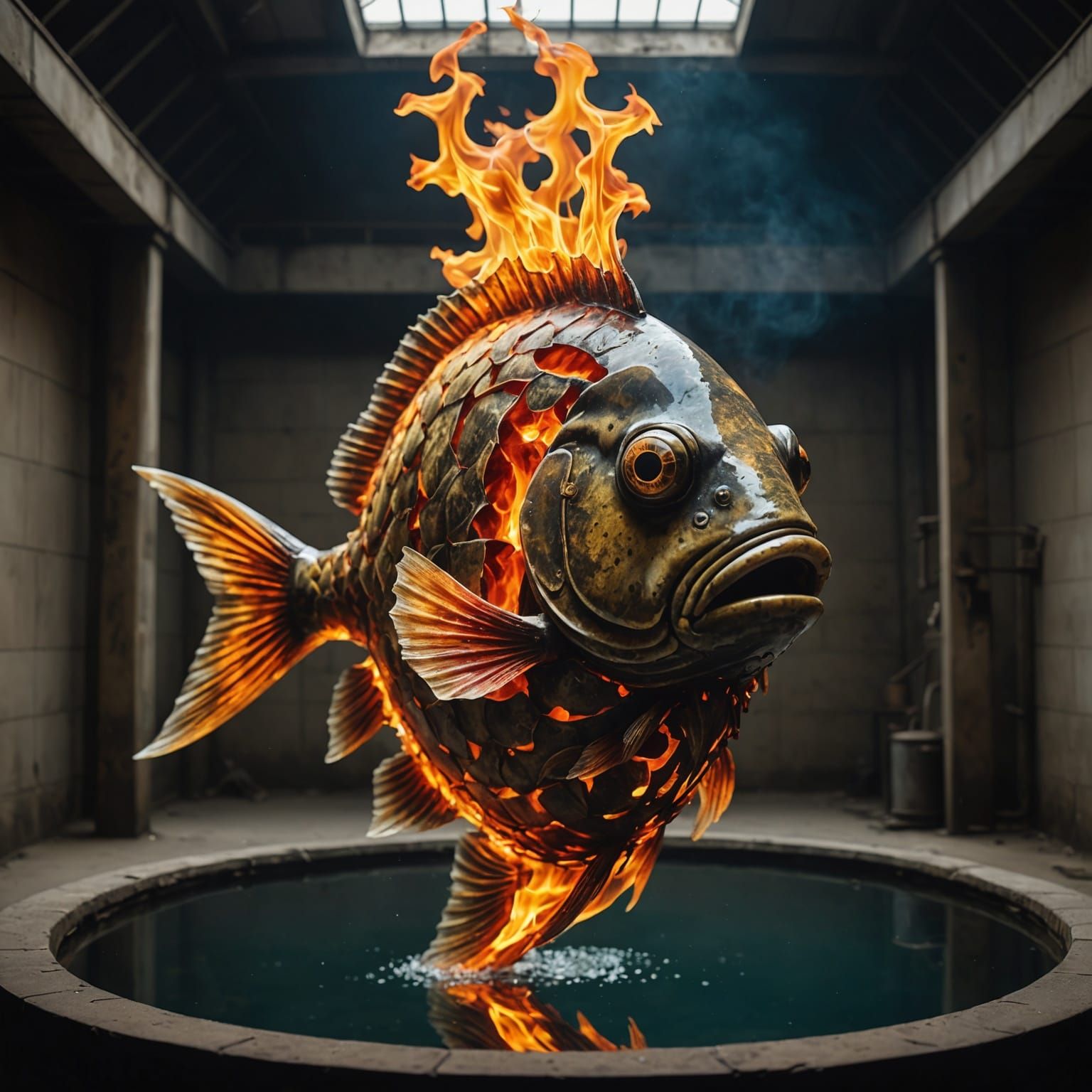 Fiery Fish in Water Tank