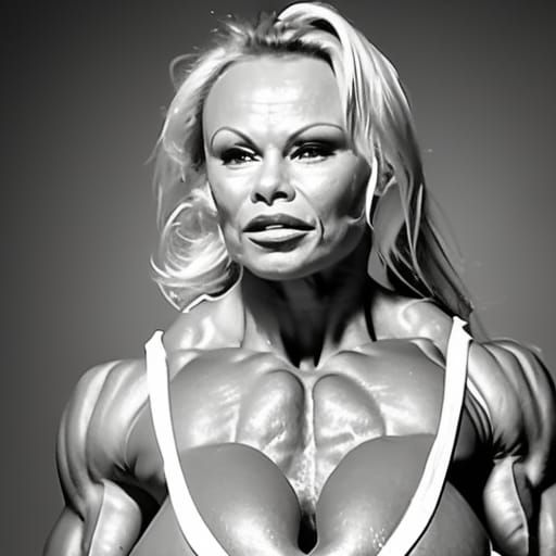Female Bodybuilder Flexing, Oiled Body, Professional Photo