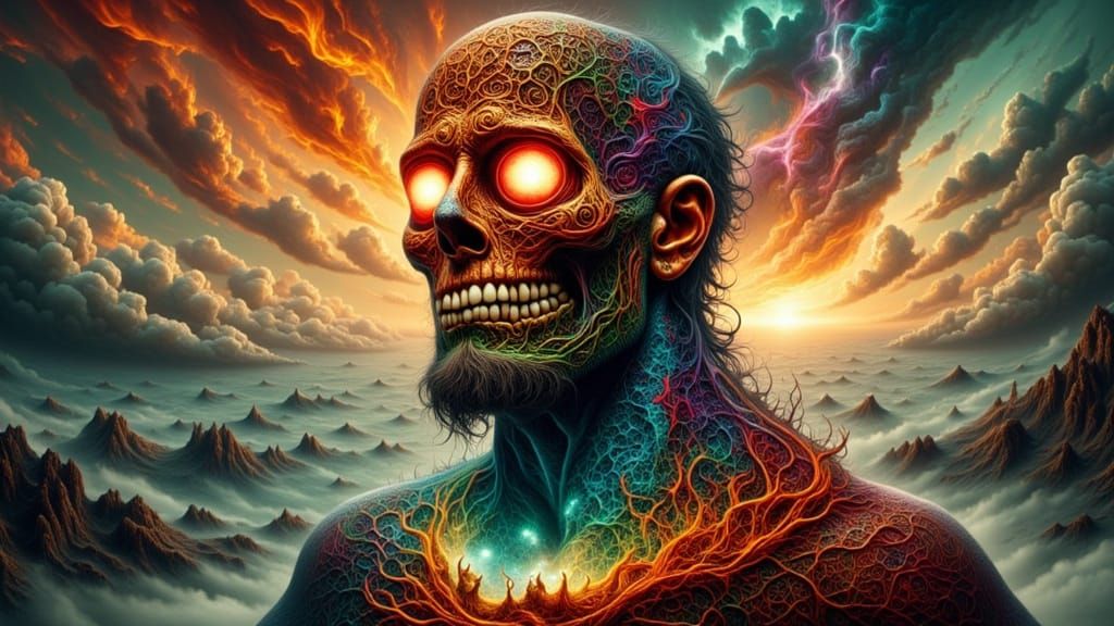 Fractal Man Hatching on Floating Island