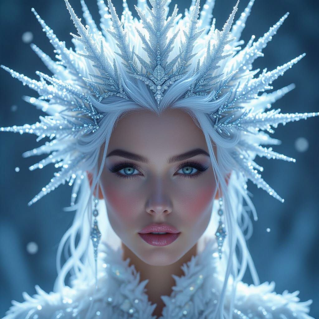 Icy Crown: A Woman's Shimmering Pearl Adornment