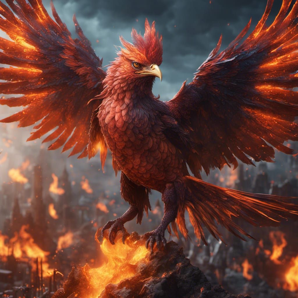 Brilliant Firebird Digital Painting in Deep Color