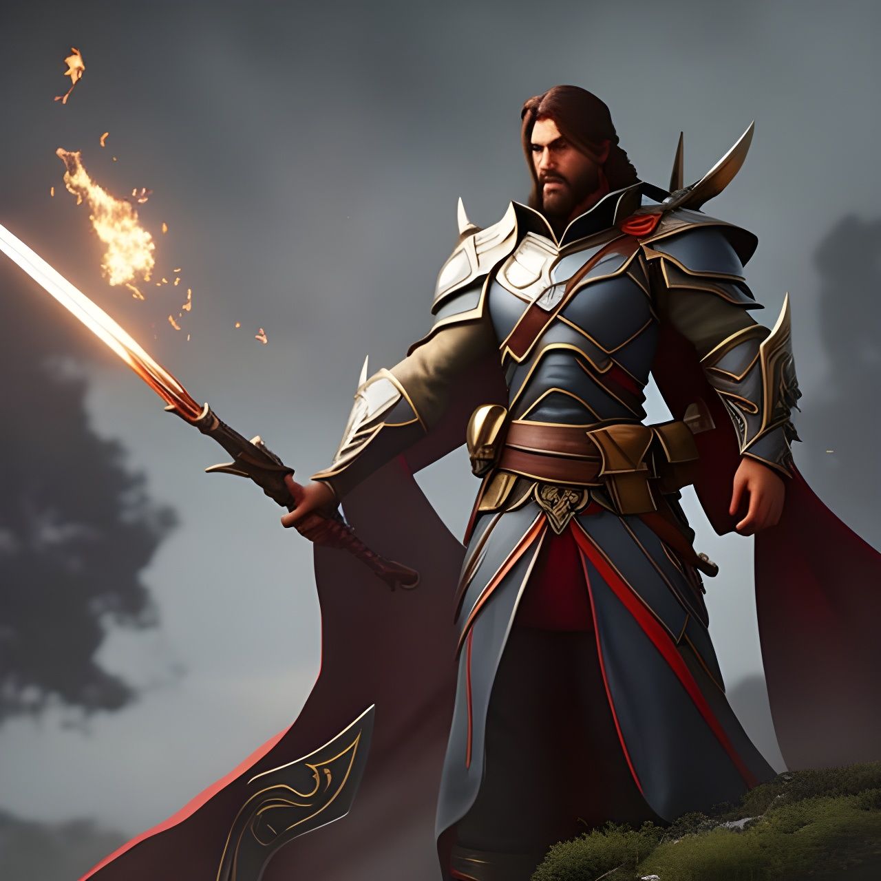 Dwarf Warrior Portrait in Dark Fantasy Style