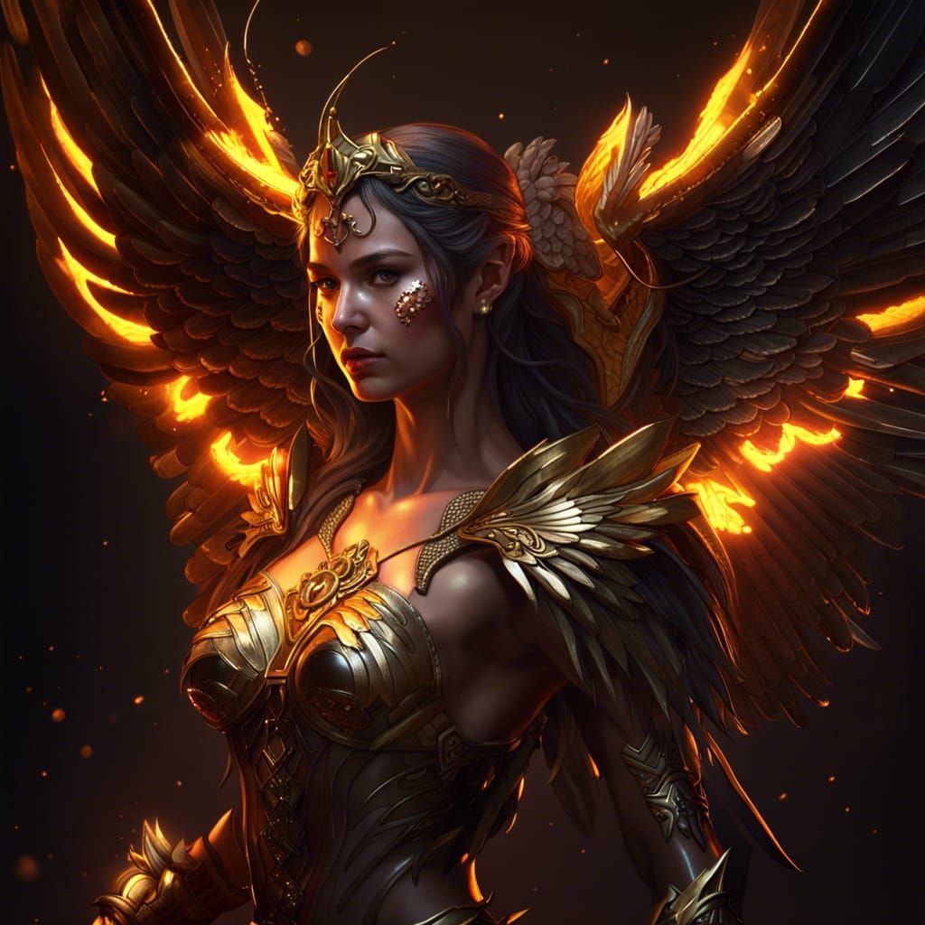 Artemis with Golden Wings and Flaming Bow