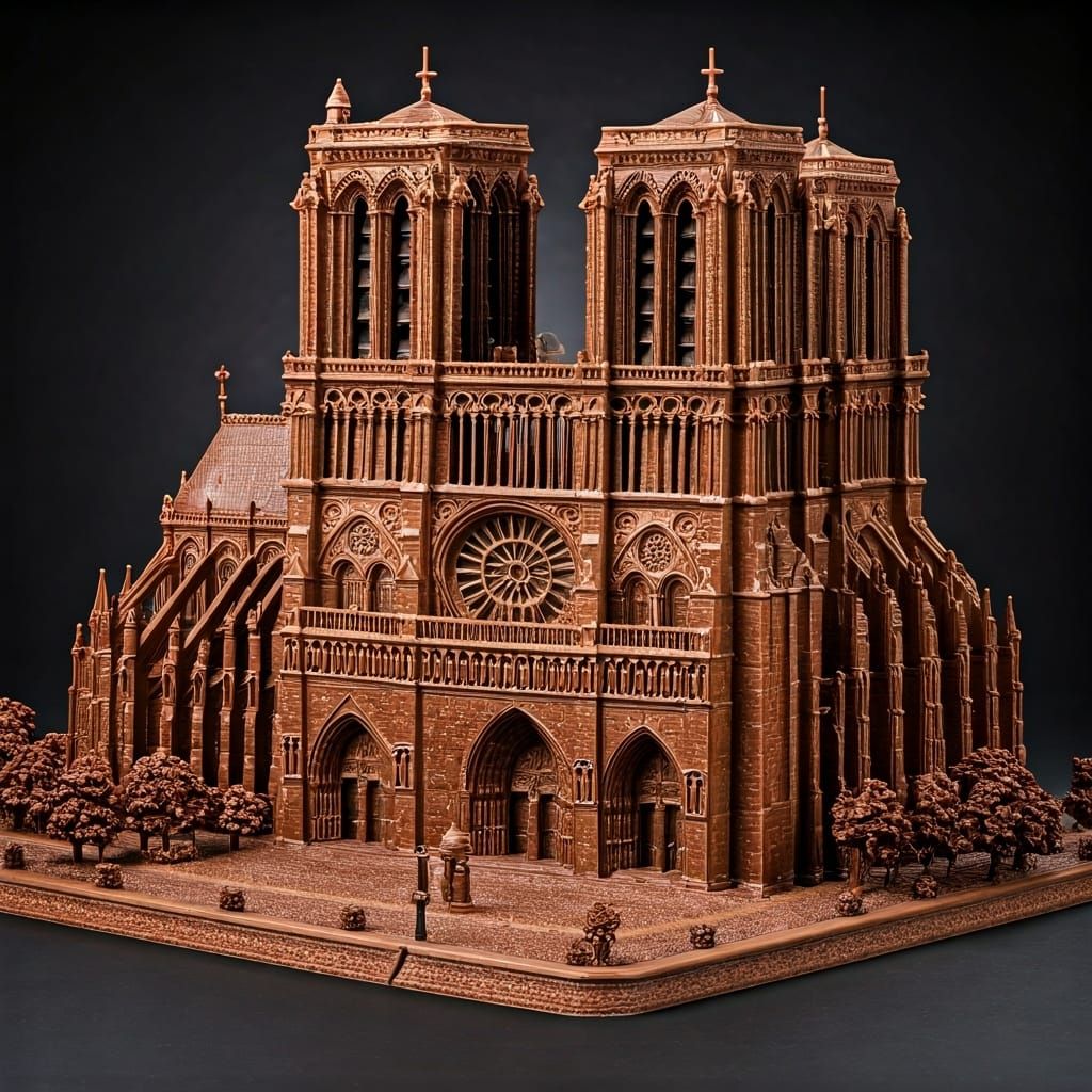 Chocolate Notre Dame Cathedral: AI Art Creation