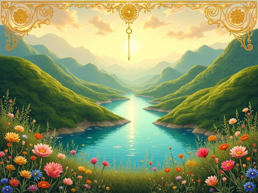 Serene Landscape Inspired by Rackham, Froud, and Craft