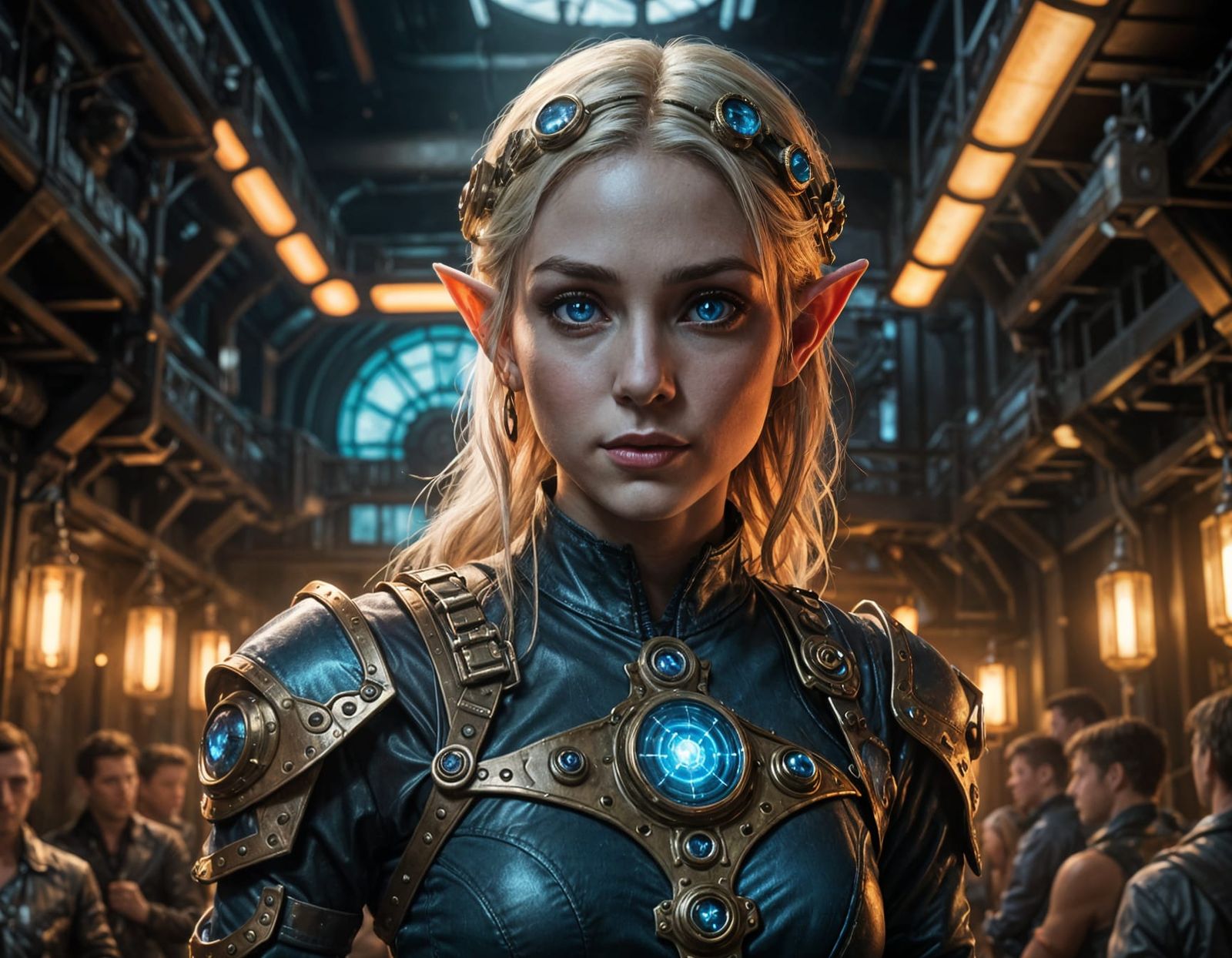 Blonde Elf Dances in Steampunk Club