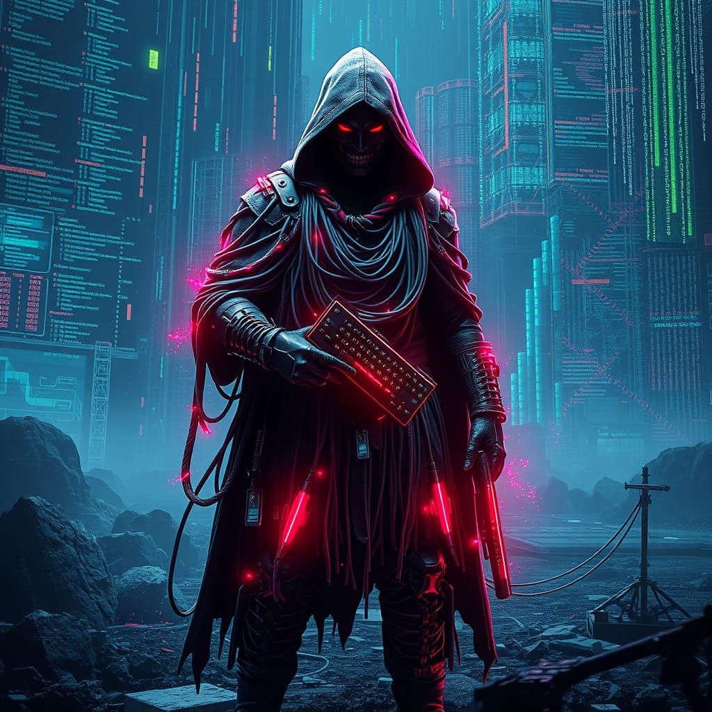 Algorithmic Anarchist in Cyberpunk Digital Wasteland