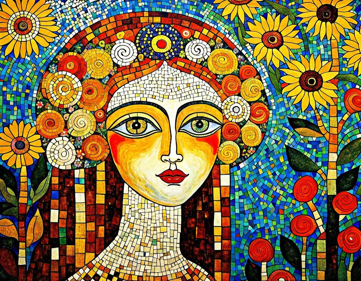 Forest Queen Mosaic in Cubist Style