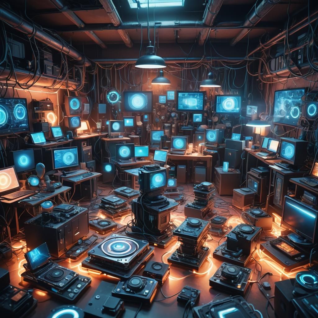 Surreal Glowing Hard Drive Generates Gadgets