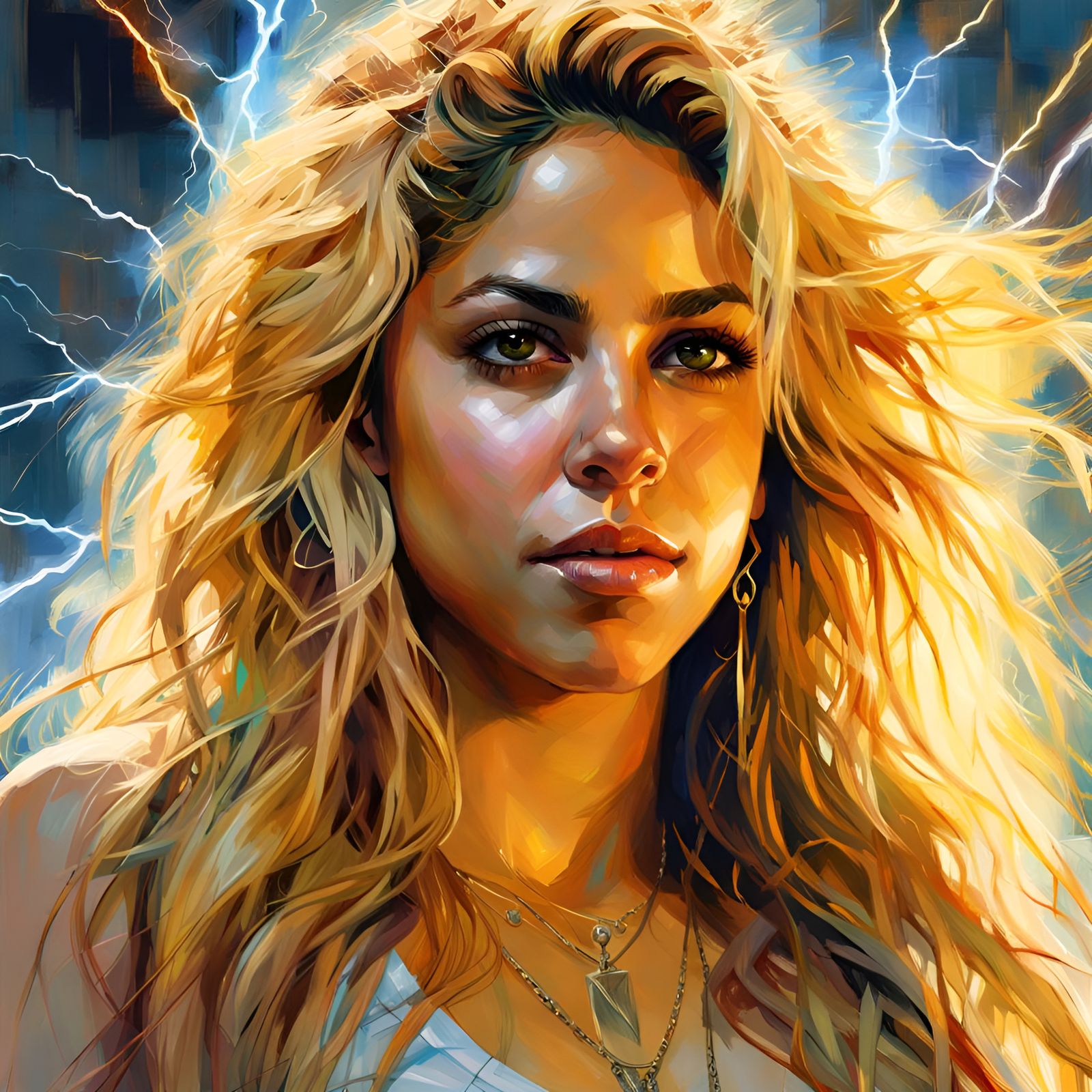 Stunning Portrait of a Woman Surrounded by Lightning