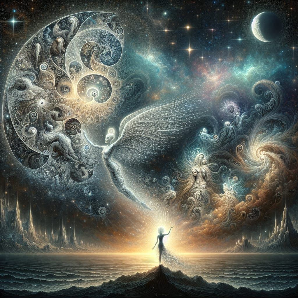 Ethereal Lost Star Rides Cosmic Comet Tail