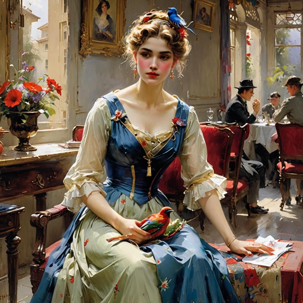 Elegant Portrait in Pino Daeni Style