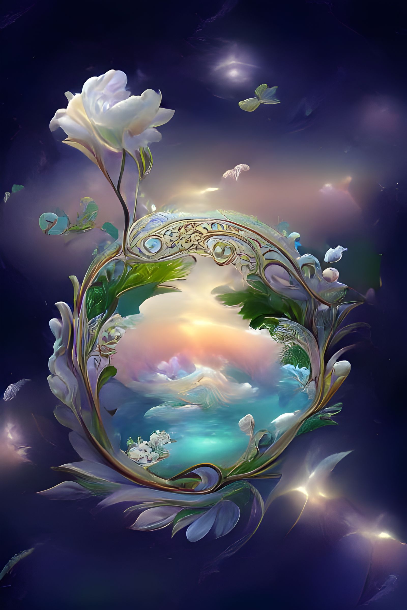 Nature Yin Yang in Art Nouveau Style