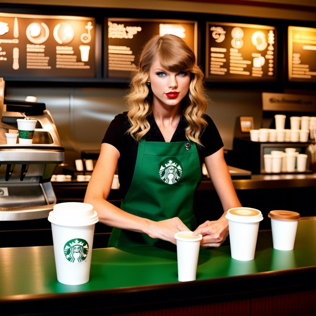 Taylor Swift as Starbucks Barista: AI Rendition