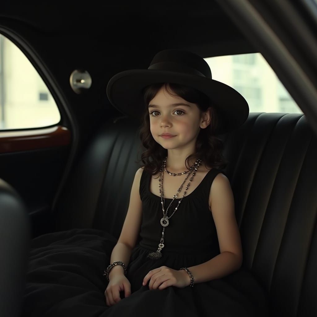 Girl in Limousine, Art Nouveau Style