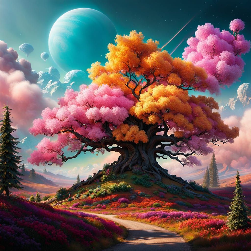 Surreal Christmas Tree Radiates Whimsical Wonder in Iridesce...