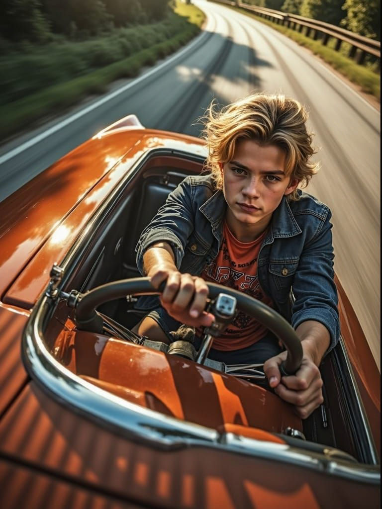 Teen Driver in 1968 Dodge Charger