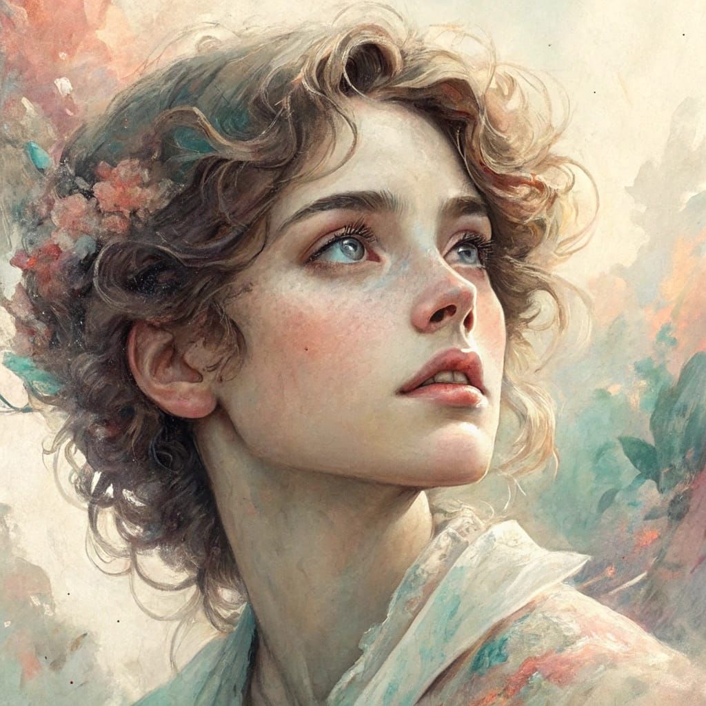 Impressionistic Portrait of a Woman with Pastel Brushstrokes