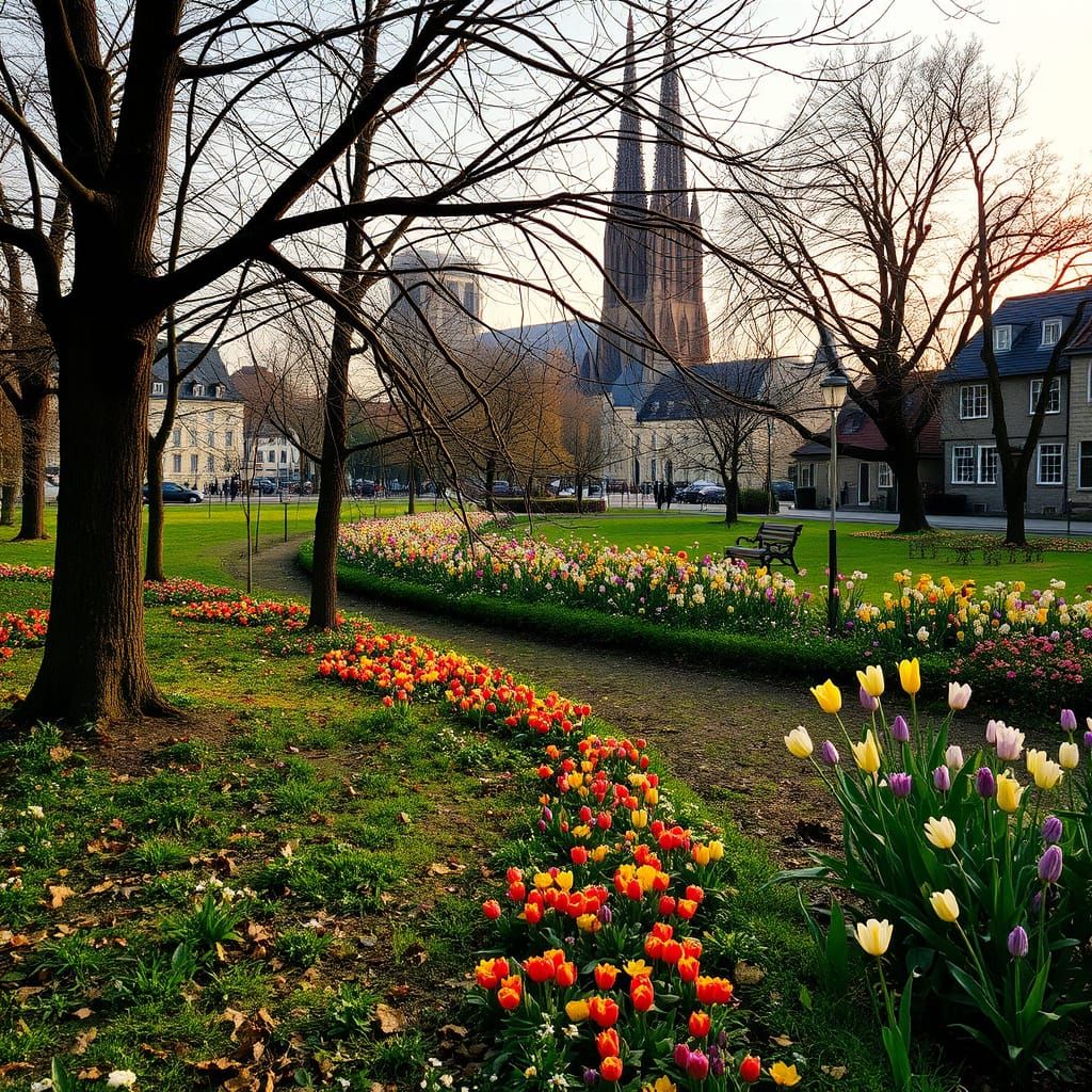 Blossoming Cologne Landscapes in Germany