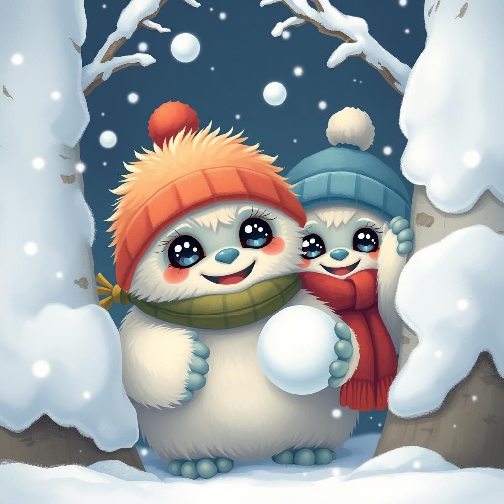 Yeti snowball fight!