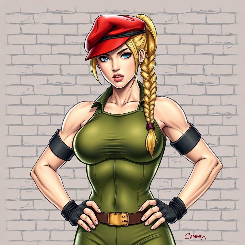 Cammy From Street Fighter Portrait in Comic Art Style
