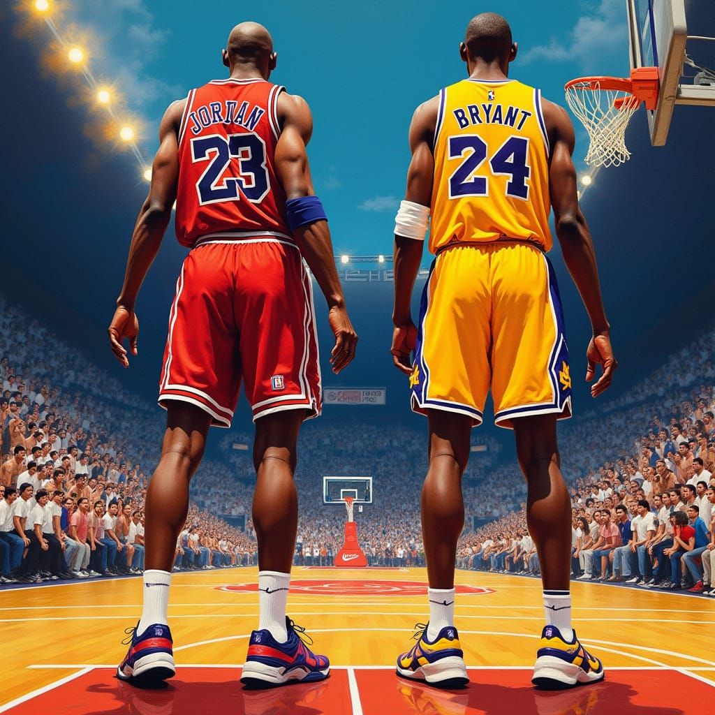 NBA Legends Michael Jordan and Kobe Bryant in Vibrant Sports...