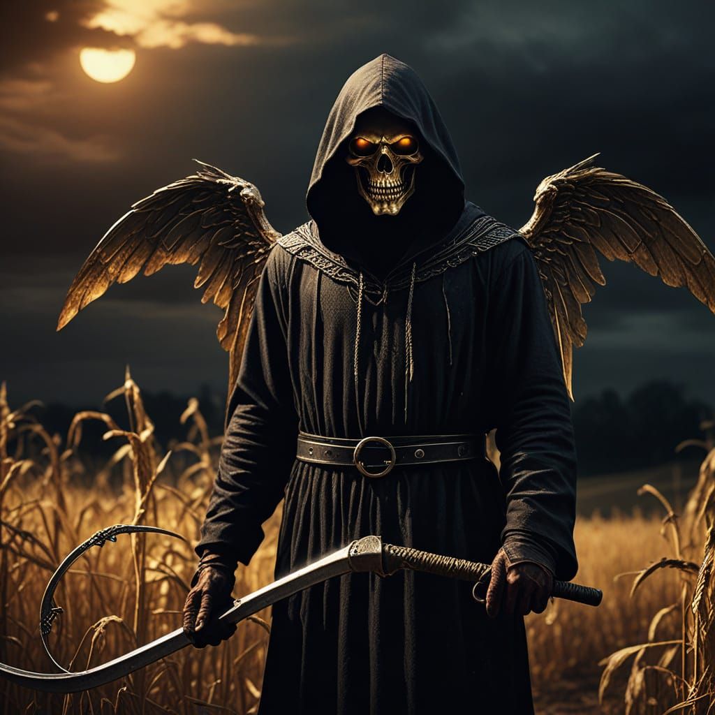 Angel of Death as a Farmer in Gothic Style