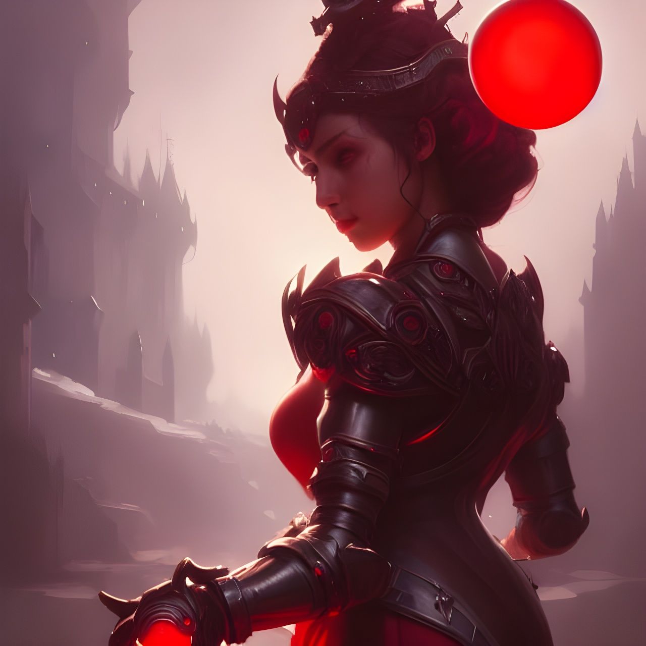 Dark Princess with Orb in Hyperdetailed Portrait