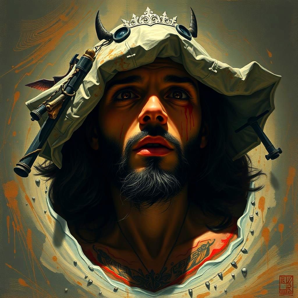 Pained Inner Turmoil in Mixed Media