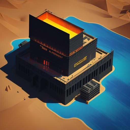 Mysterious Figure at Desert Government Facility in Low-Poly ...