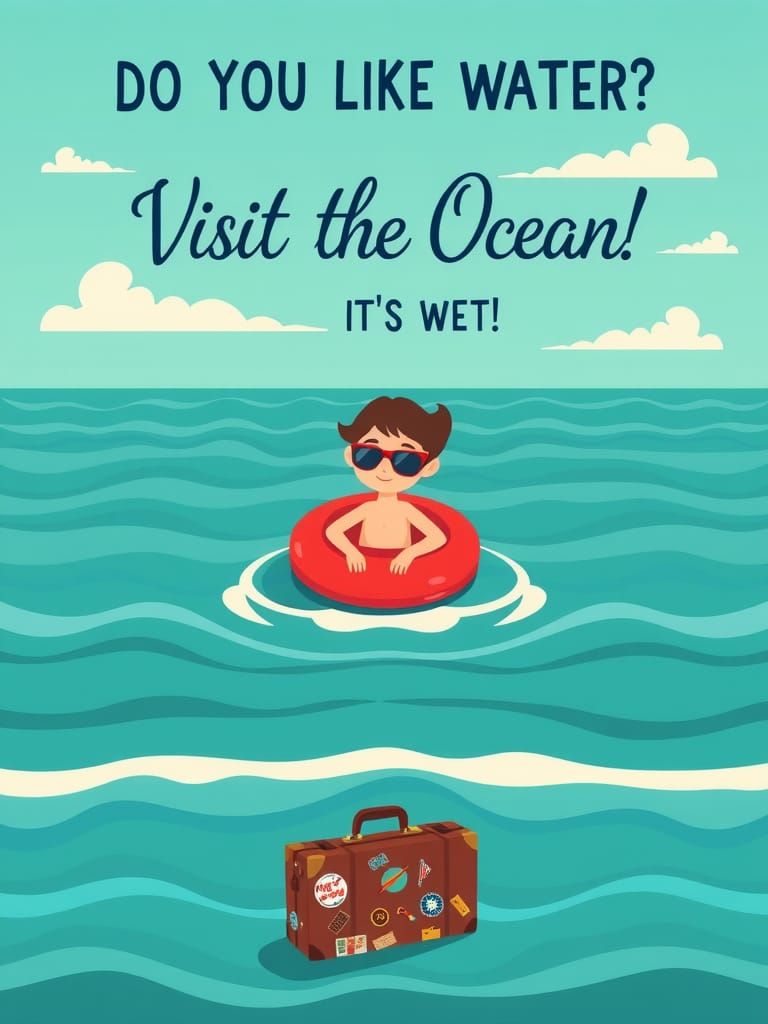 Stylized Ocean Scene in Vintage Illustration Style