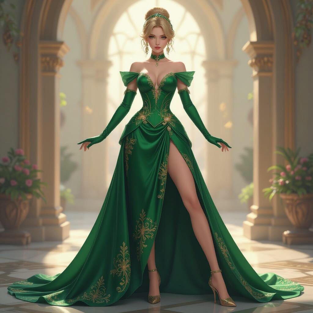 Cinderella in Emerald Gown, J. Scott Campbell Style